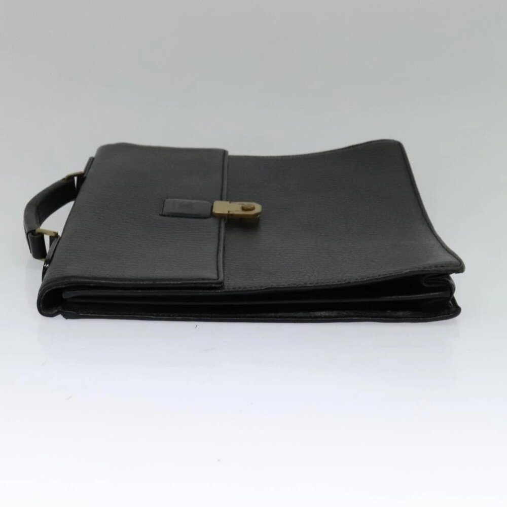 Burberrys Business Bag Leather Black Gold Auth bs26949 - Picture 4 of 16